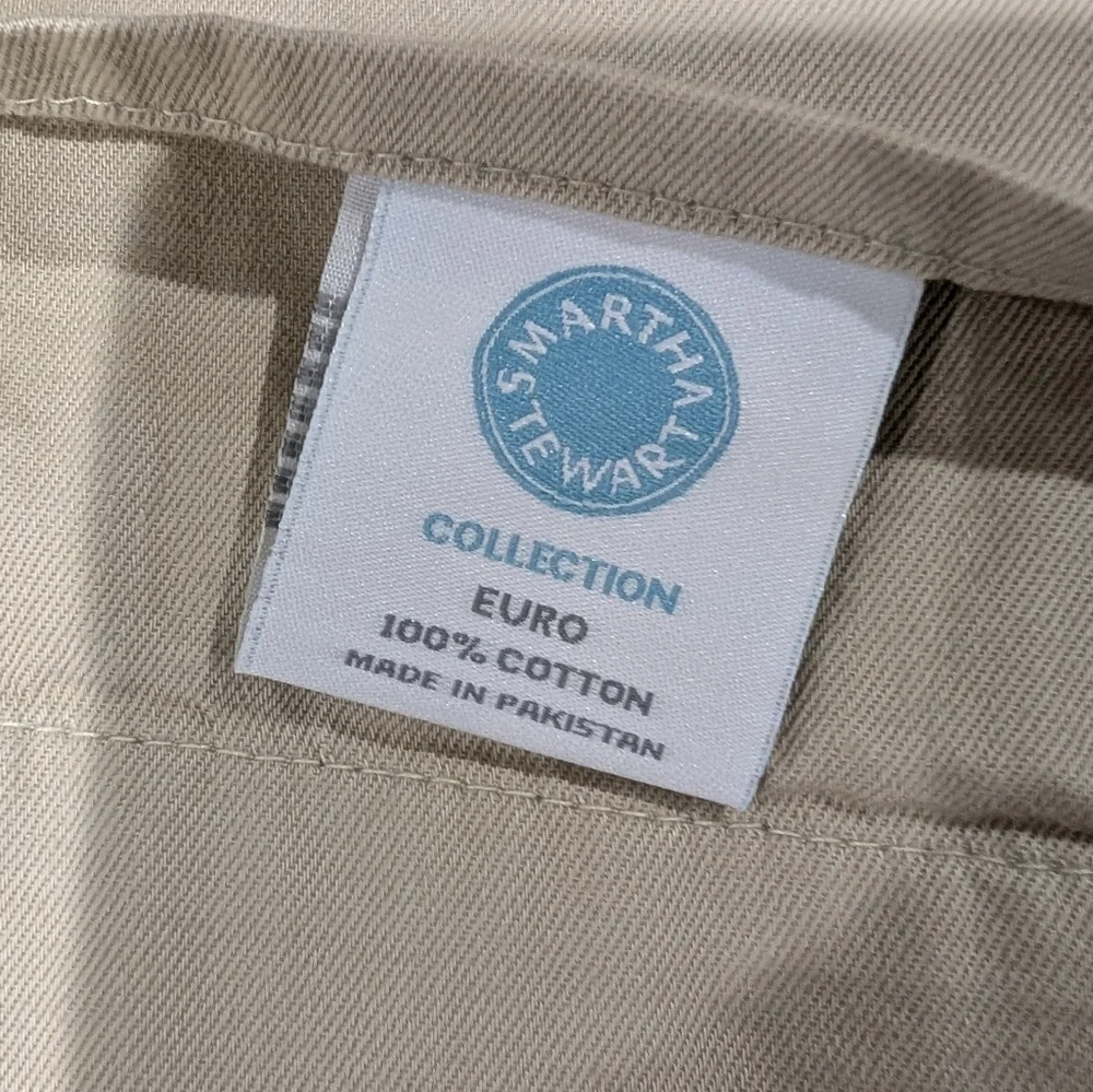 Martha Stewart Beige Tan Framed Striped Mosaic Cotton Euro Pillow Covers 29